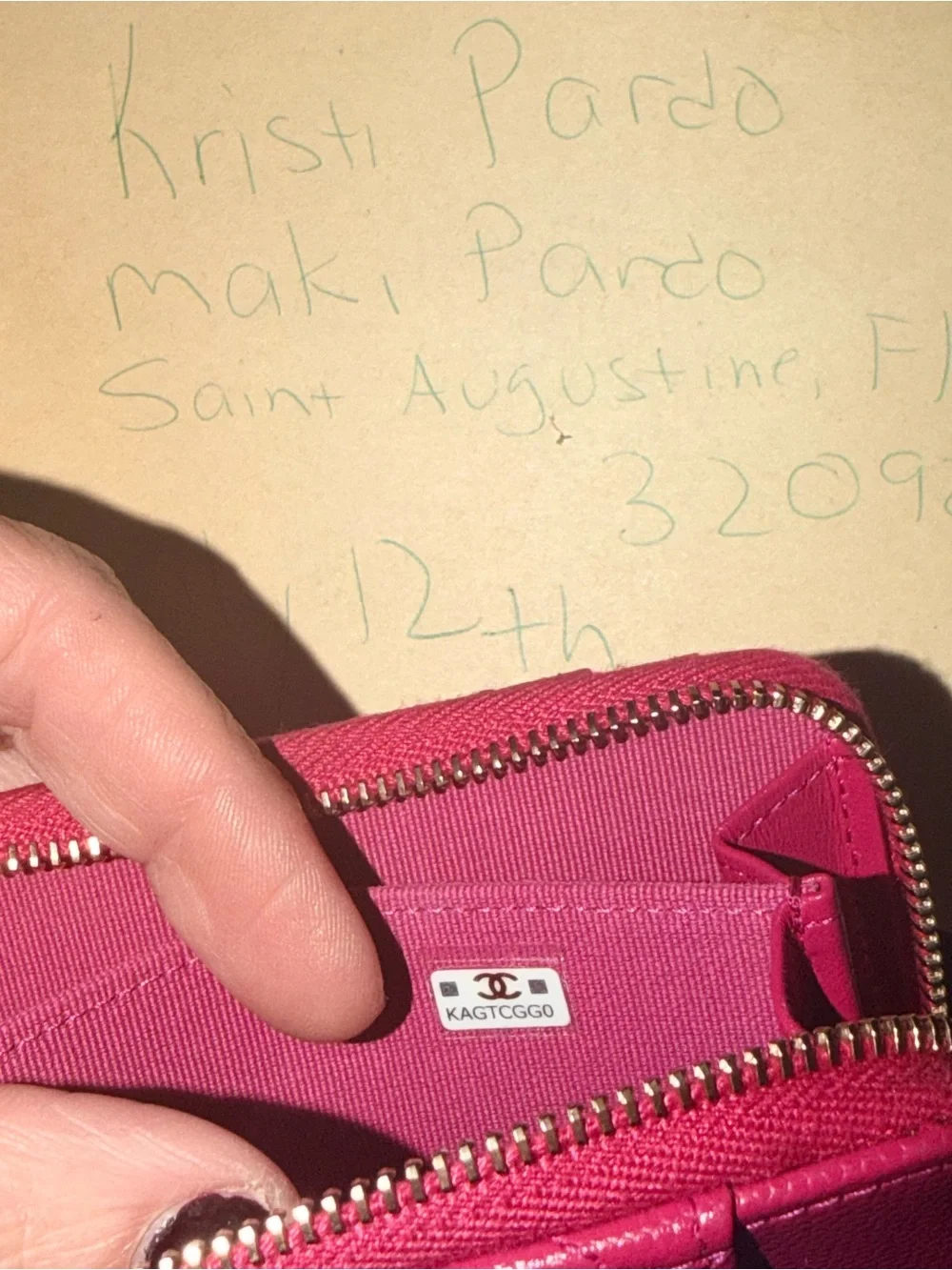CHANEL Hot Pink Quilted Zip Card Holder